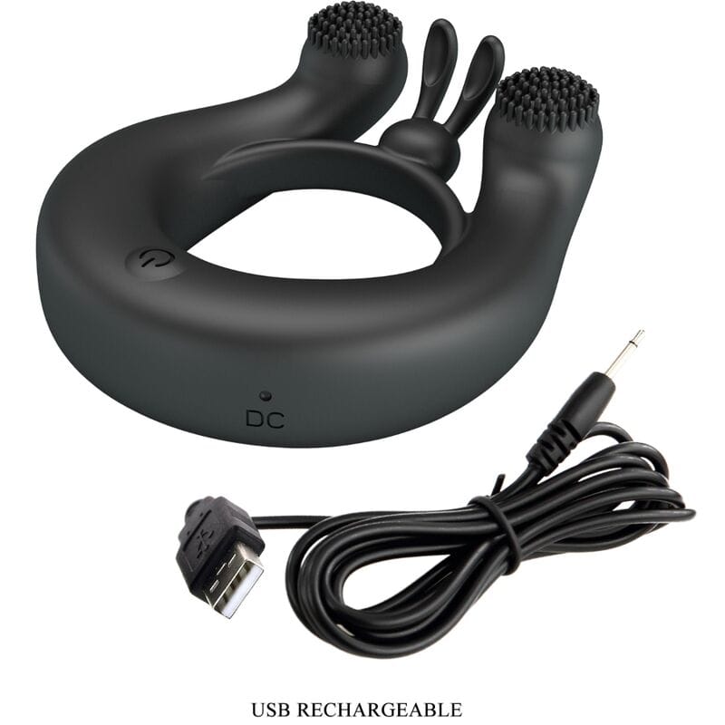Penisring Dahlia Vibrationsring + Klitorisstimulator 12 Vibrationen Schwarz