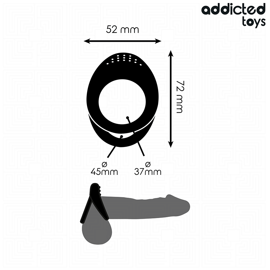 Penisring Doppelt strukturierter Schwarz (/) Ø 3,7 cm
