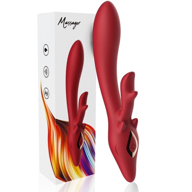 Rabbit-Vibrator Elch Kaninchen Gebogen Rot