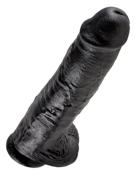Realistischer Dildo Jones mit Hoden schwarz XXL