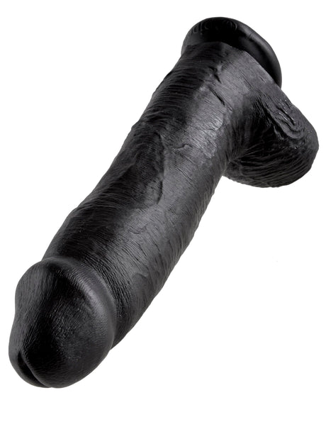 Realistischer Dildo Jones mit Hoden schwarz XXXL