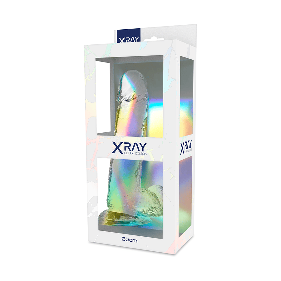 Realistischer Dildo mit Hoden Transparent 20 x 4,5 cm – Ansicht 2