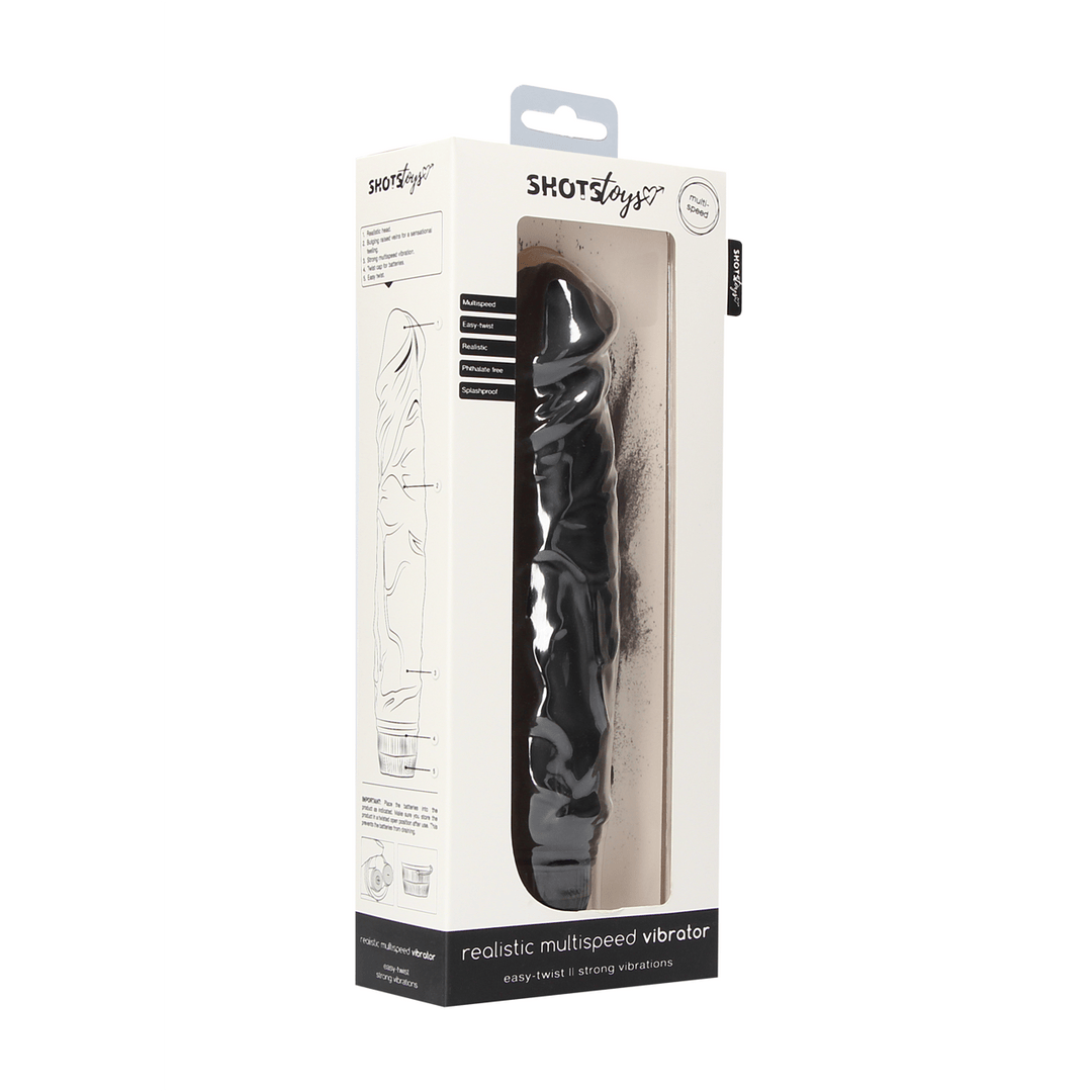Realistischer Vibrator Multispeed Schwarz 20 x Ø 5 cm – Ansicht 2