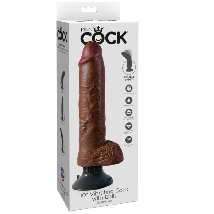 Realistischer Vibro-Dildo mit Hoden Braun 25,5 cm – Ansicht 3