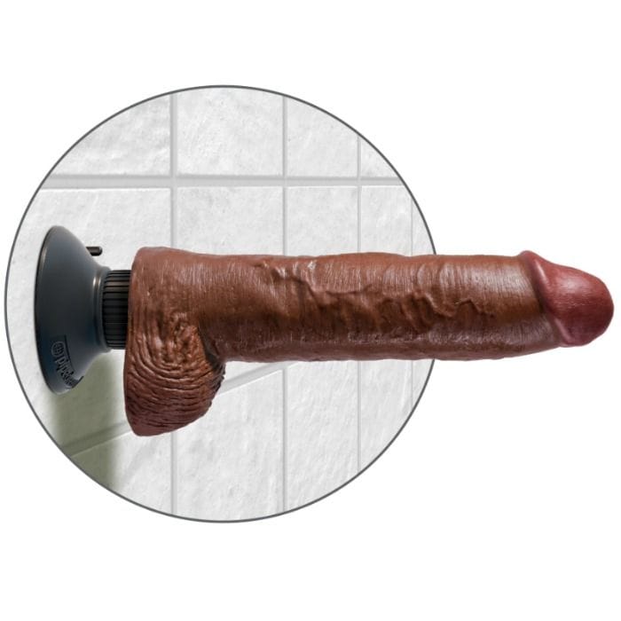 Realistischer Vibro-Dildo mit Hoden Braun 25,5 cm