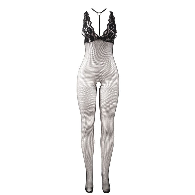 Schwarz Transparenter Netz-Bodystocking mit Schrittfreiem Unterteil Einheitsgröße – Ansicht 5