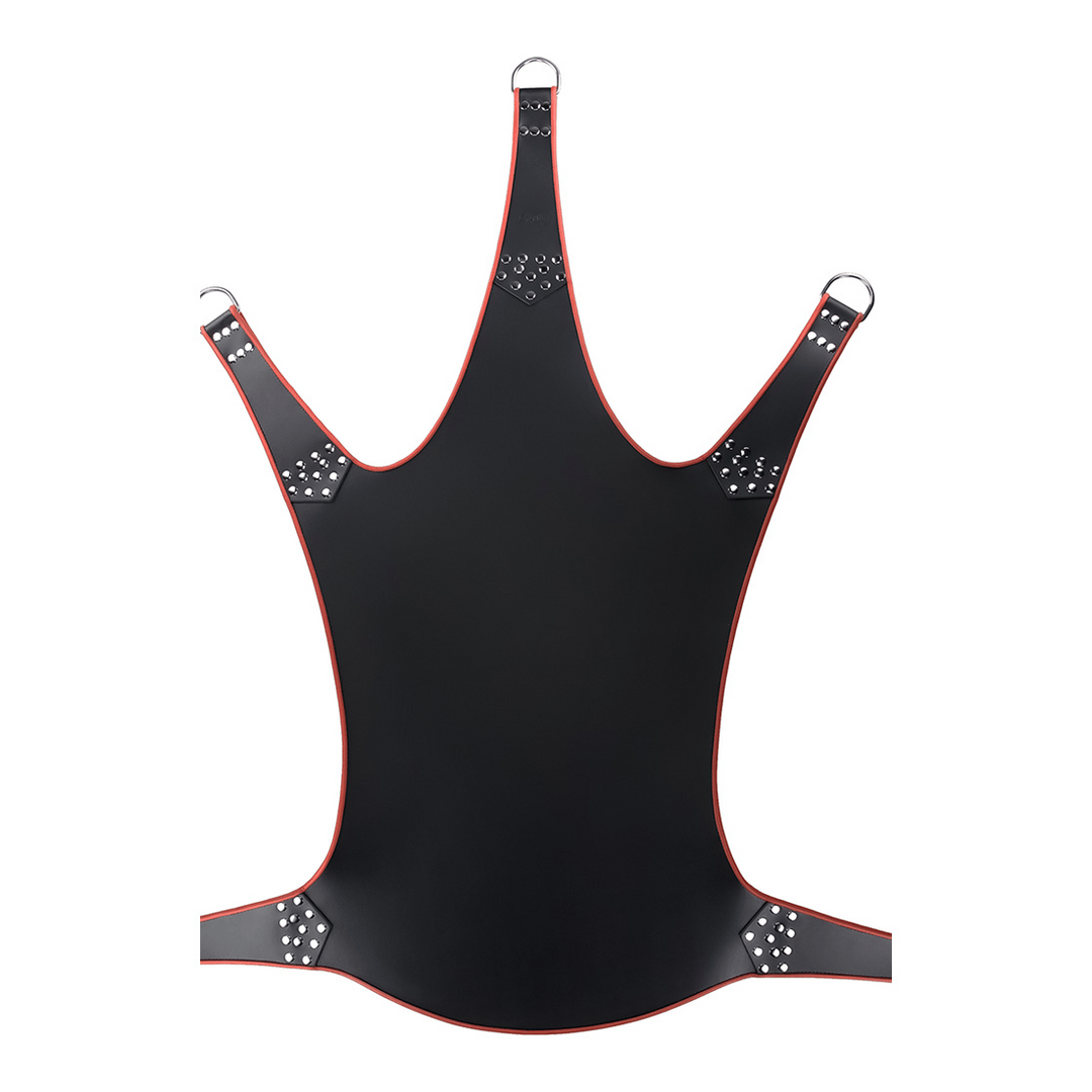 Sexschaukel Leder mit roter Paspel und 5 Punkten Schwarz 113 cm – Ansicht 2