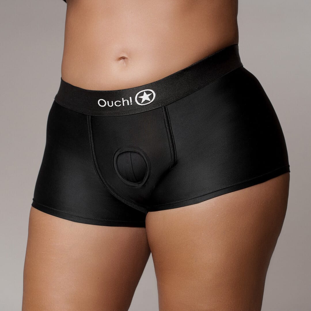Strap-on-Boxershorts Ouch mit Bullet und zwei Ringen Schwarz – Ansicht 8