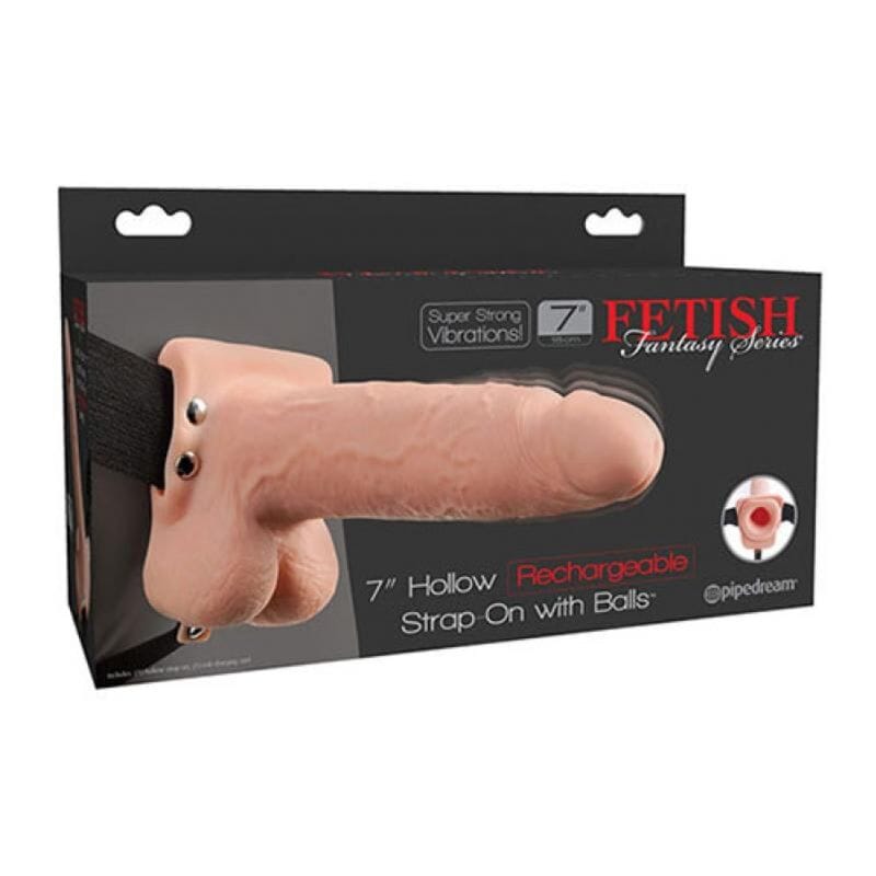Strap-on hohl realistisch mit Vibration und Hoden 17,8 cm – Ansicht 2