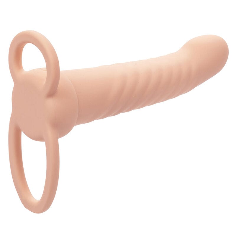 Strap-on Maxx Ribbed Dual Penetrator 10 Vibrationen Fleisch Hautfarbe