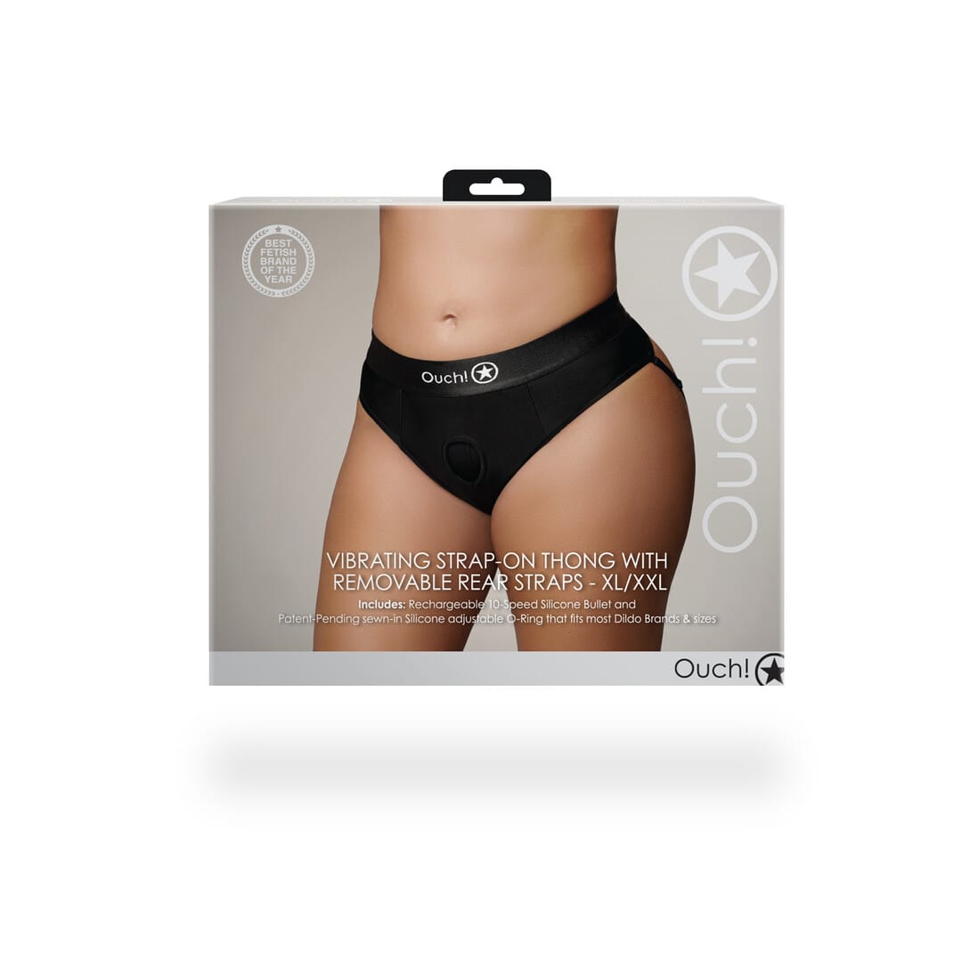 Strap-on-Tanga Ouch mit abnehmbaren Körperriemen Schwarz – Ansicht 10
