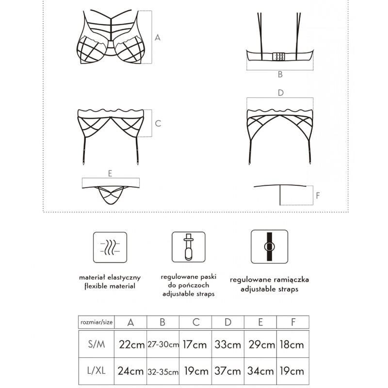 Strapsset Fashion Soledad BH + Höschen + Strumpfgürtel L/XL – Ansicht 4