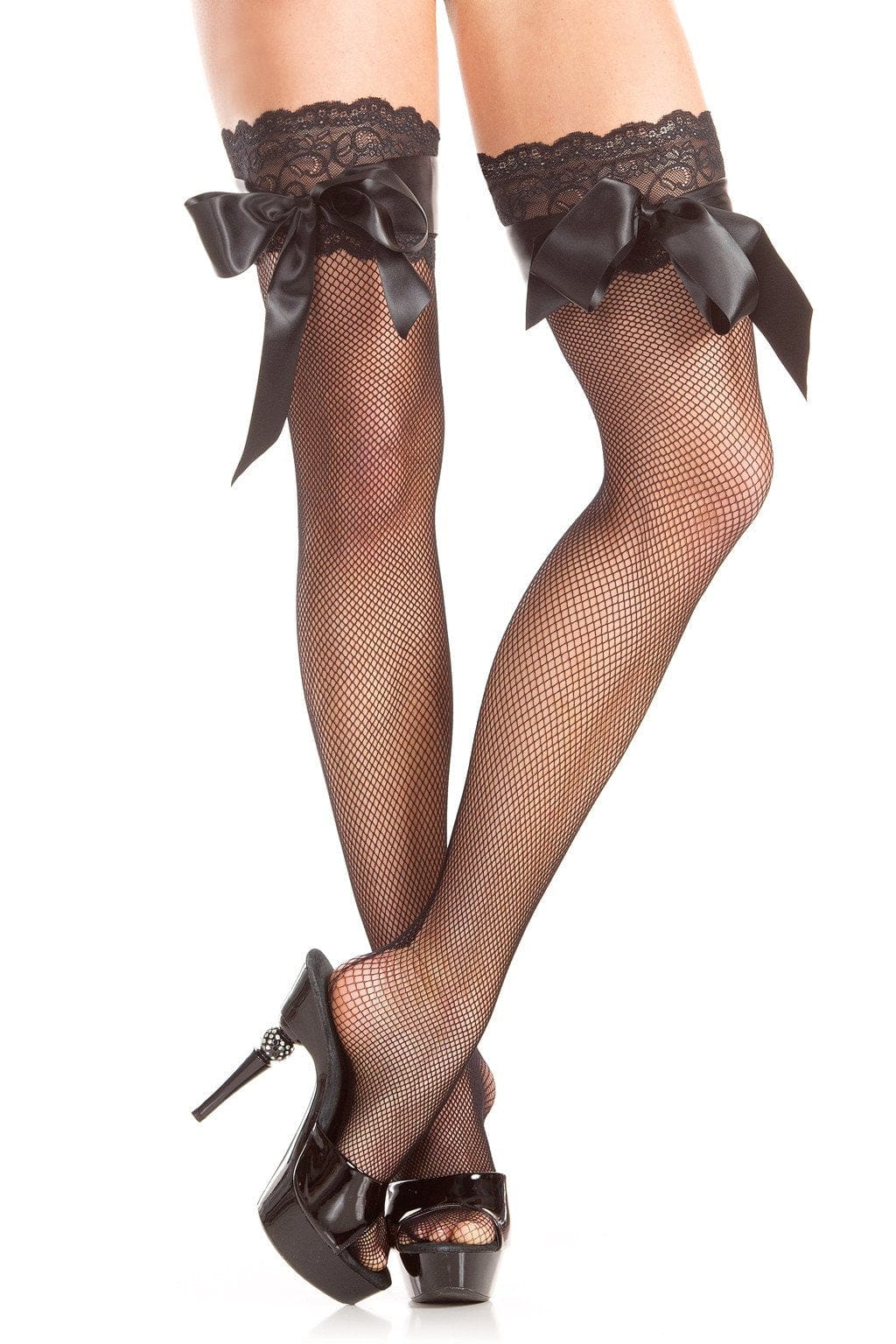 Strümpfe mit Schleife und Netzoptik