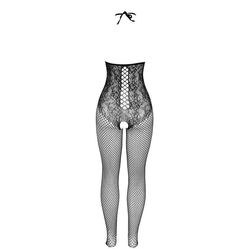 Subblime - 951849 Offener Netz-Bodystocking mit Neckholder und Schwarz Eine Grösse