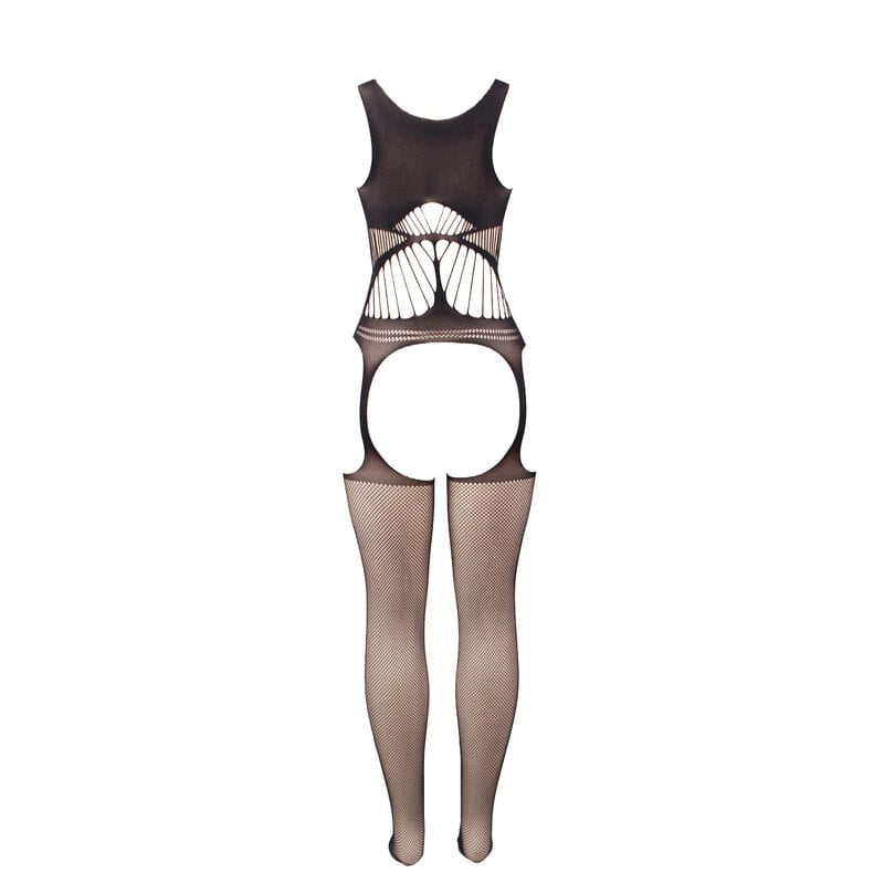Subblime - 951900 Netz-Bodystocking ohne Schritt mit Cups und Offenen Schultern Schwarz Eine Grösse