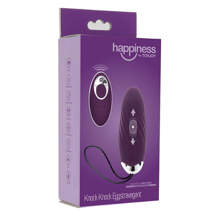 Vibrator Happiness Knock Knock Eggstavagant Fernbedienung Lila 8,9 x 3,3 cm.6
