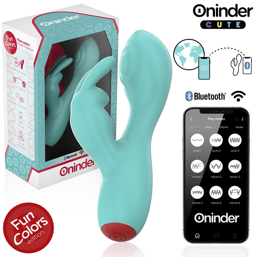 Vibrator Love Bunny g-Spot Klitoralvibrator Kostenlose Weltweite App Türkis 12,5 x 3 cm