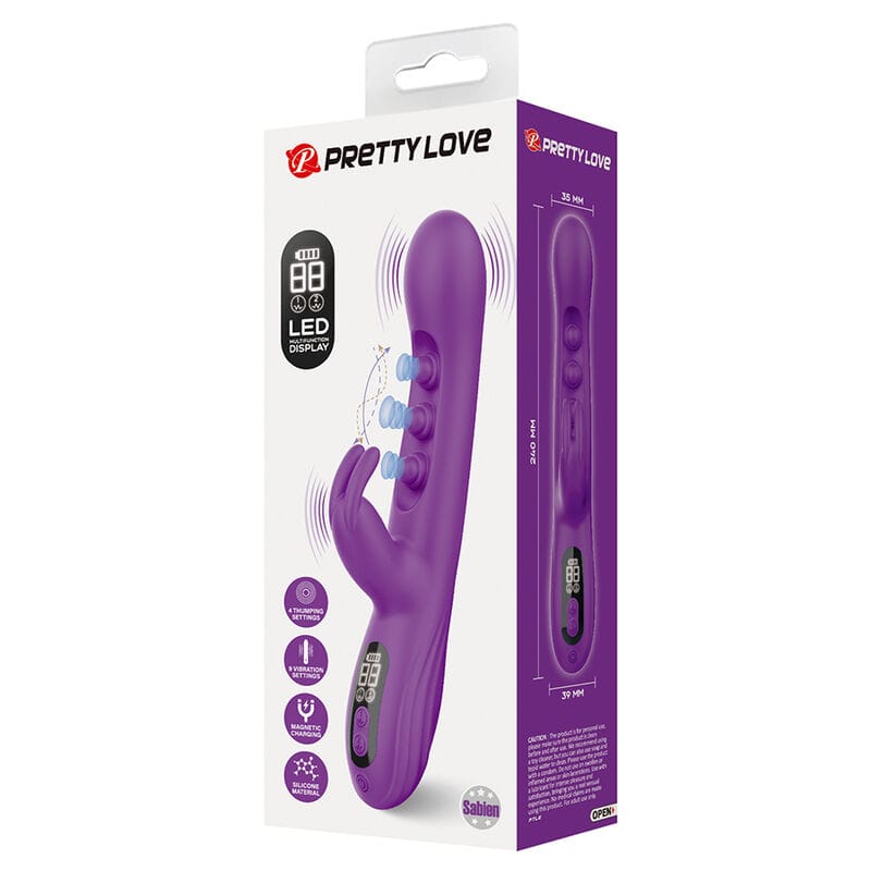 Vibrator Sabien Rabbit mit Klopf-Stimulation und LED Lila – Ansicht 11