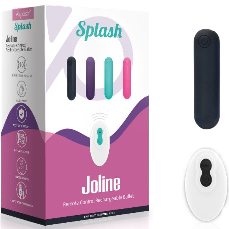 Vibrator Splash Joline Bullet Silikon Fernbedienung 10 Vibrationen Schwarz 65 x 15 cm