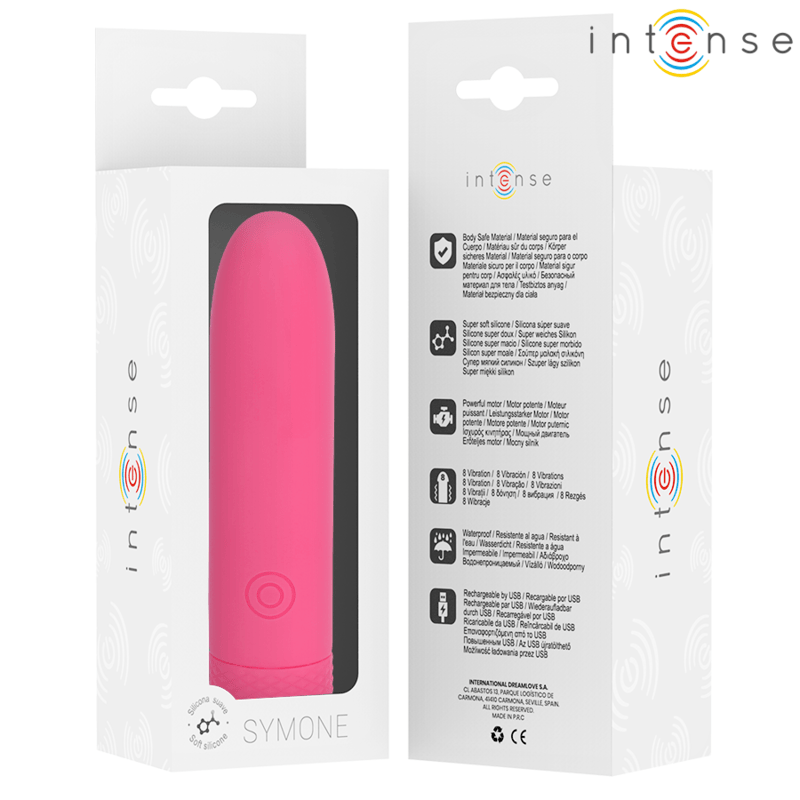 Vibrator Symone USB wiederaufladbarer vibrierender Bullet 8 Vibrationen Rosa 10 x 2,2 cm – Ansicht 7