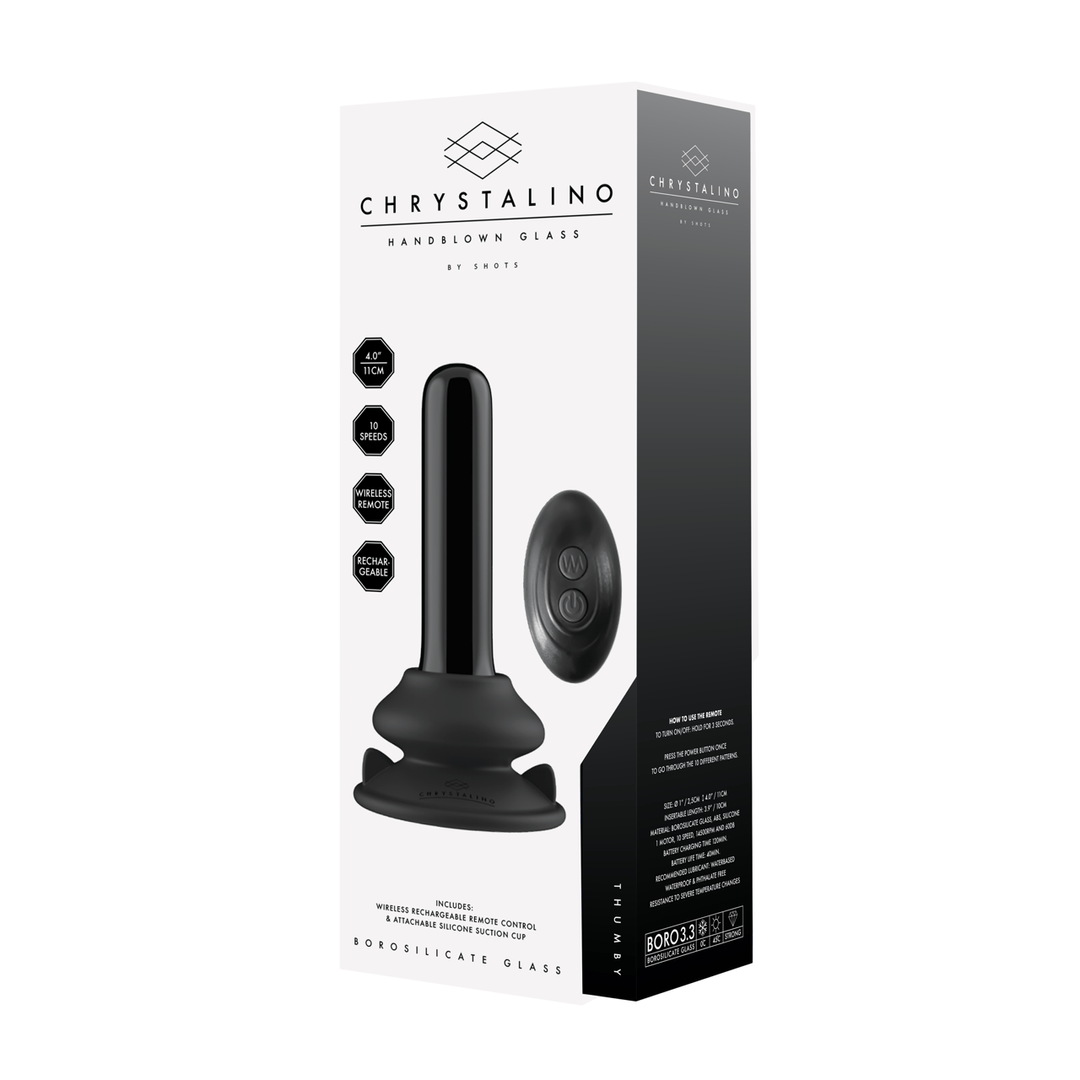 Vibrator Thumby Glas glatt mit Saugfuß Schwarz 9,3 x Ø 2,7 cm – Ansicht 4