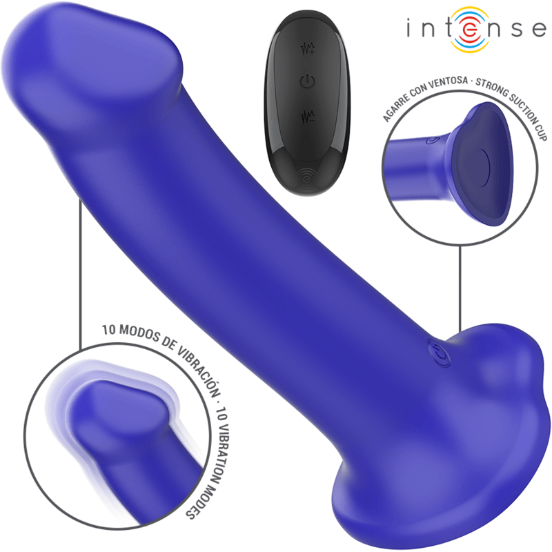 Vibrator Victoria mit Saugnapf 10 Vibrationen Dunkelblau Fernbedienung 19,5 x 3,9 cm