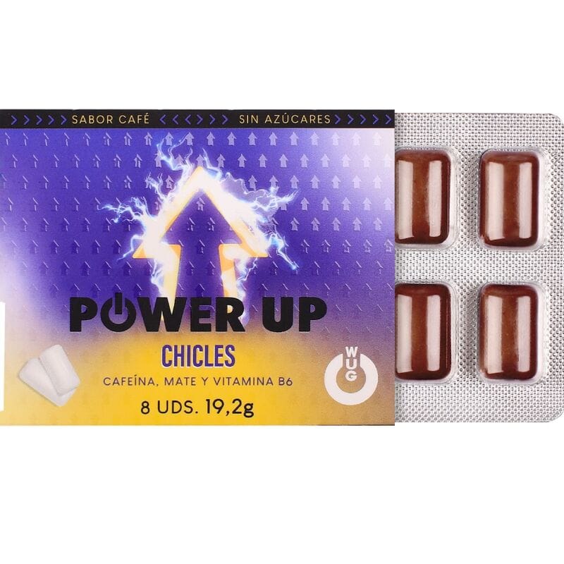 Wug Power Up – Funktioneller Koffein – Und Mate – Kaugummi Mit Kaffeegeschmack, 8 Stück Pro Blisterpackung