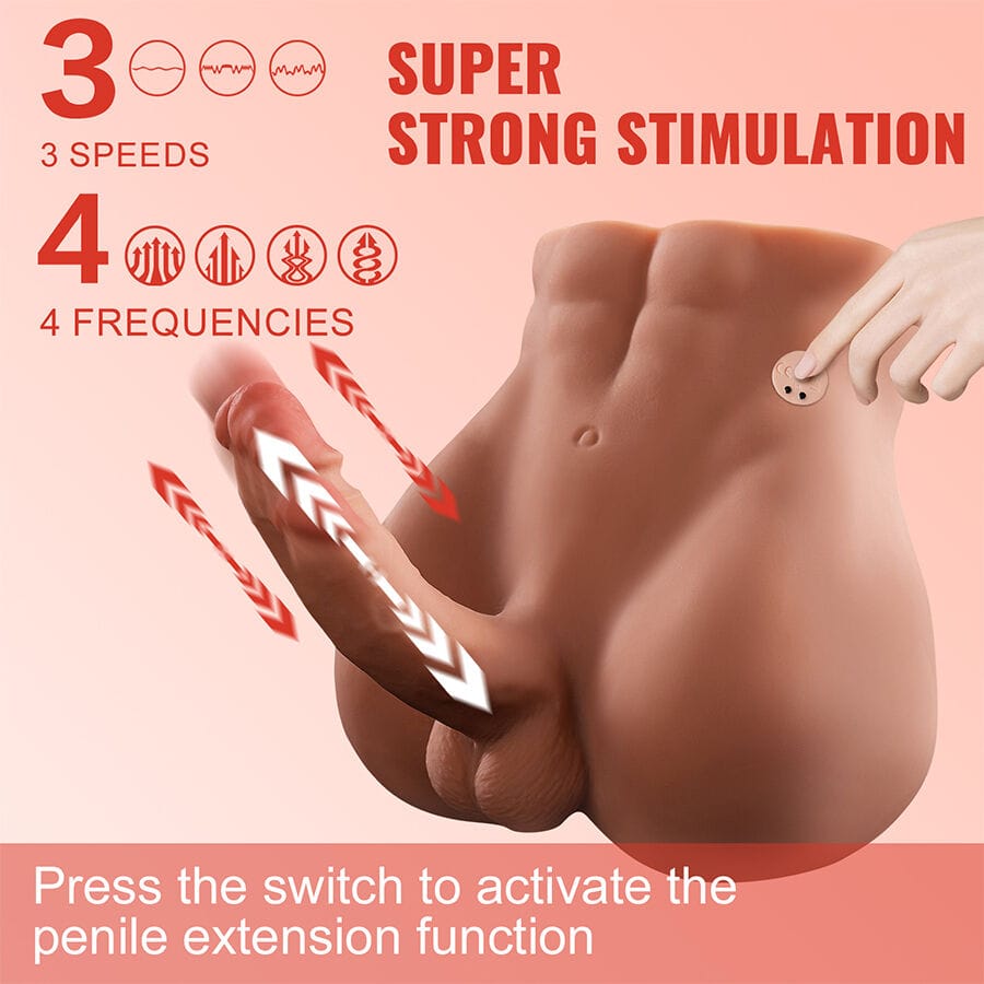 Realistischer Vibrator Bertlett Ass und Anus- Frontposition mit Stossfunktion 18,03 x.8