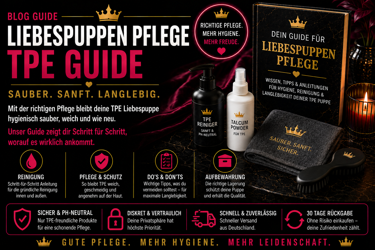 Liebespuppen richtig pflegen – TPE, Lagerung und Reinigung
