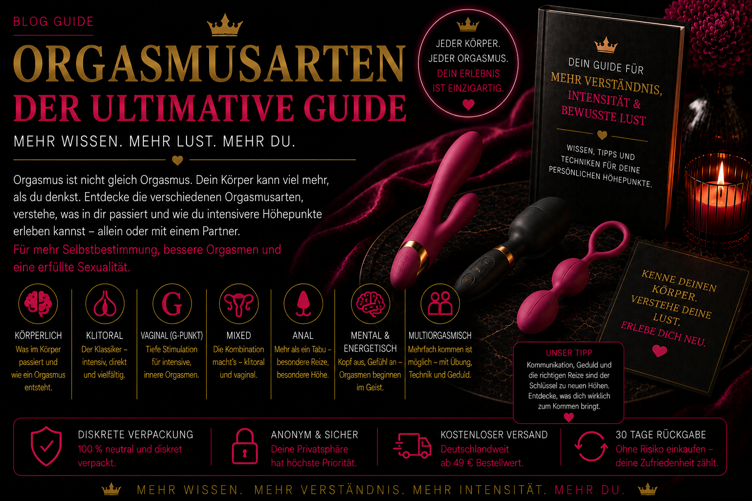 Die Orgasmusarten – klitoral, vaginal, anal und multipel