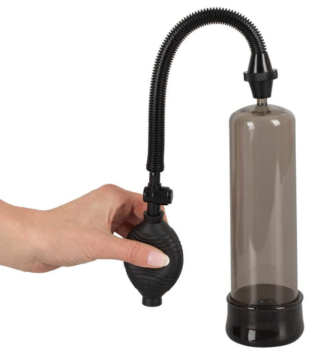 Penispumpe Klassiker Schwarz – manuell mit Ballpumpe und flexiblem Schlauch