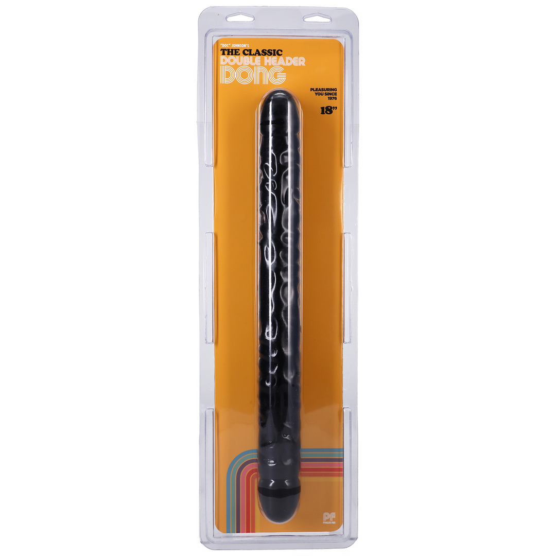 Dildo mit Doppelenden geädert Schwarz 44,5 x Ø 4,1 cm