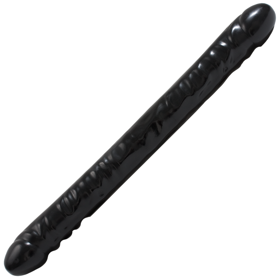Dildo mit Doppelenden geädert Schwarz 44,5 x Ø 4,1 cm