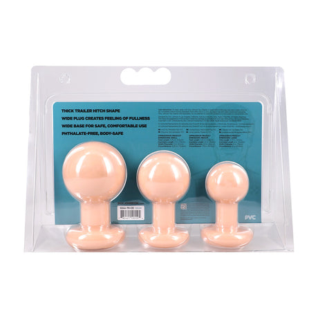 Analplug Classic rund 3-teiliges Set Vanille 7,6 x Ø 4,8 cm