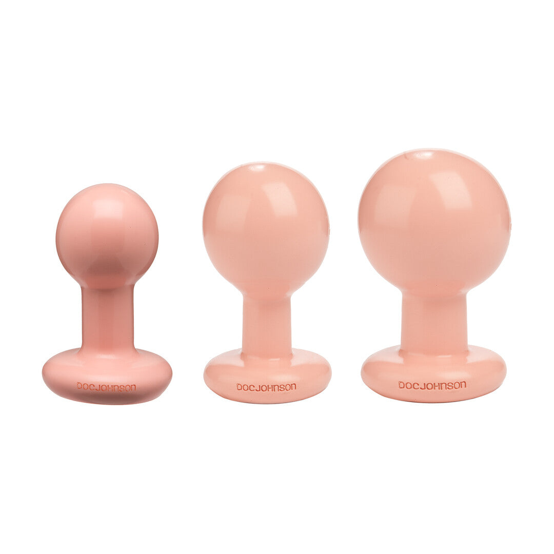 Analplug Classic rund 3-teiliges Set Vanille 7,6 x Ø 4,8 cm