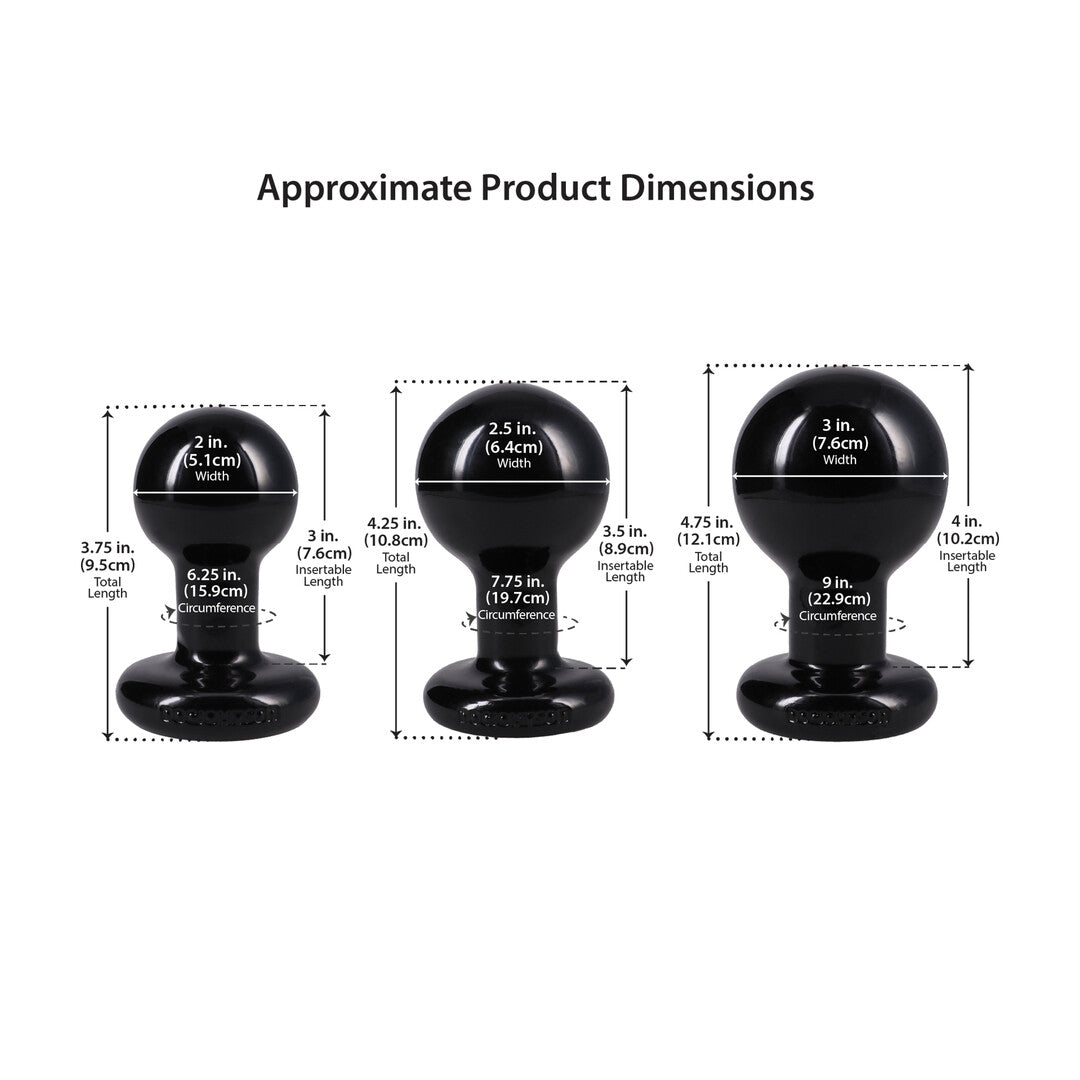 Analplug Classic rund 3-teiliges Set Schwarz 7,6 x Ø 4,8 cm