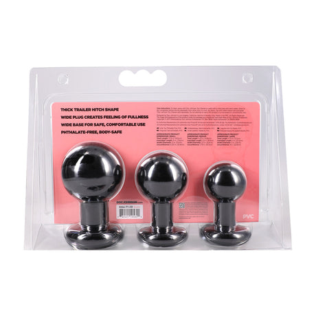 Analplug Classic rund 3-teiliges Set Schwarz 7,6 x Ø 4,8 cm
