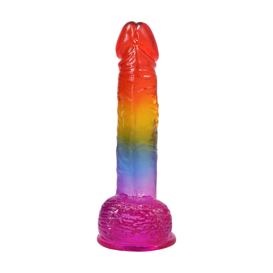 Realistischer Dildo mit Hoden Regenbogen 16,5 x Ø 4,3 cm
