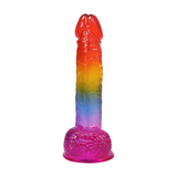 Realistischer Dildo mit Hoden Regenbogen 16,5 x Ø 4,3 cm