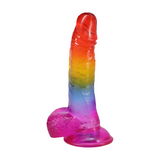 Realistischer Dildo mit Hoden Regenbogen 16,5 x Ø 4,3 cm