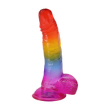 Realistischer Dildo mit Hoden Regenbogen 16,5 x Ø 4,3 cm