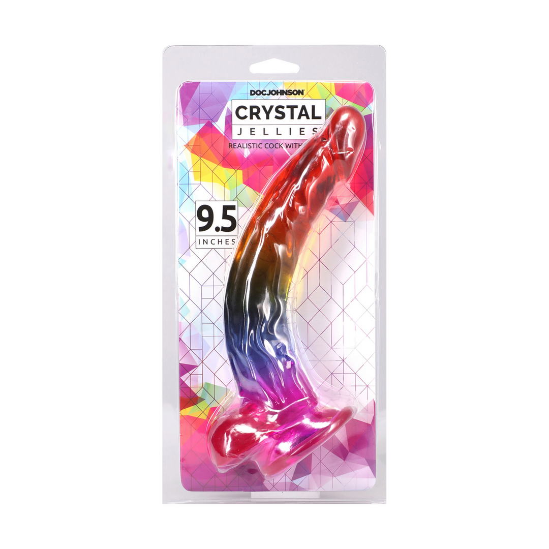 Realistischer Dildo mit Hoden Regenbogen 20,3 x Ø 4,1 cm