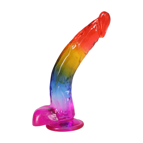 Realistischer Dildo mit Hoden Regenbogen 20,3 x Ø 4,1 cm