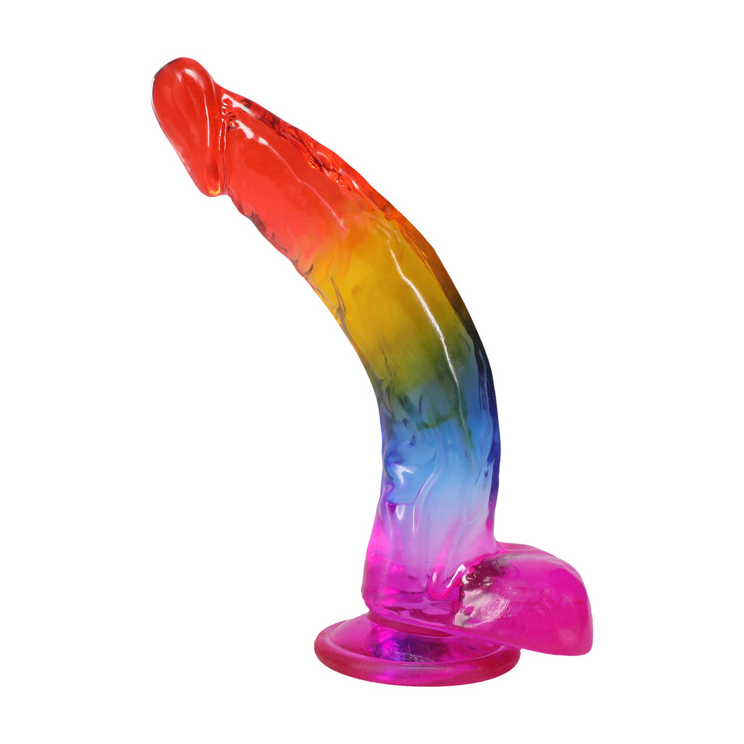 Realistischer Dildo mit Hoden Regenbogen 20,3 x Ø 4,1 cm