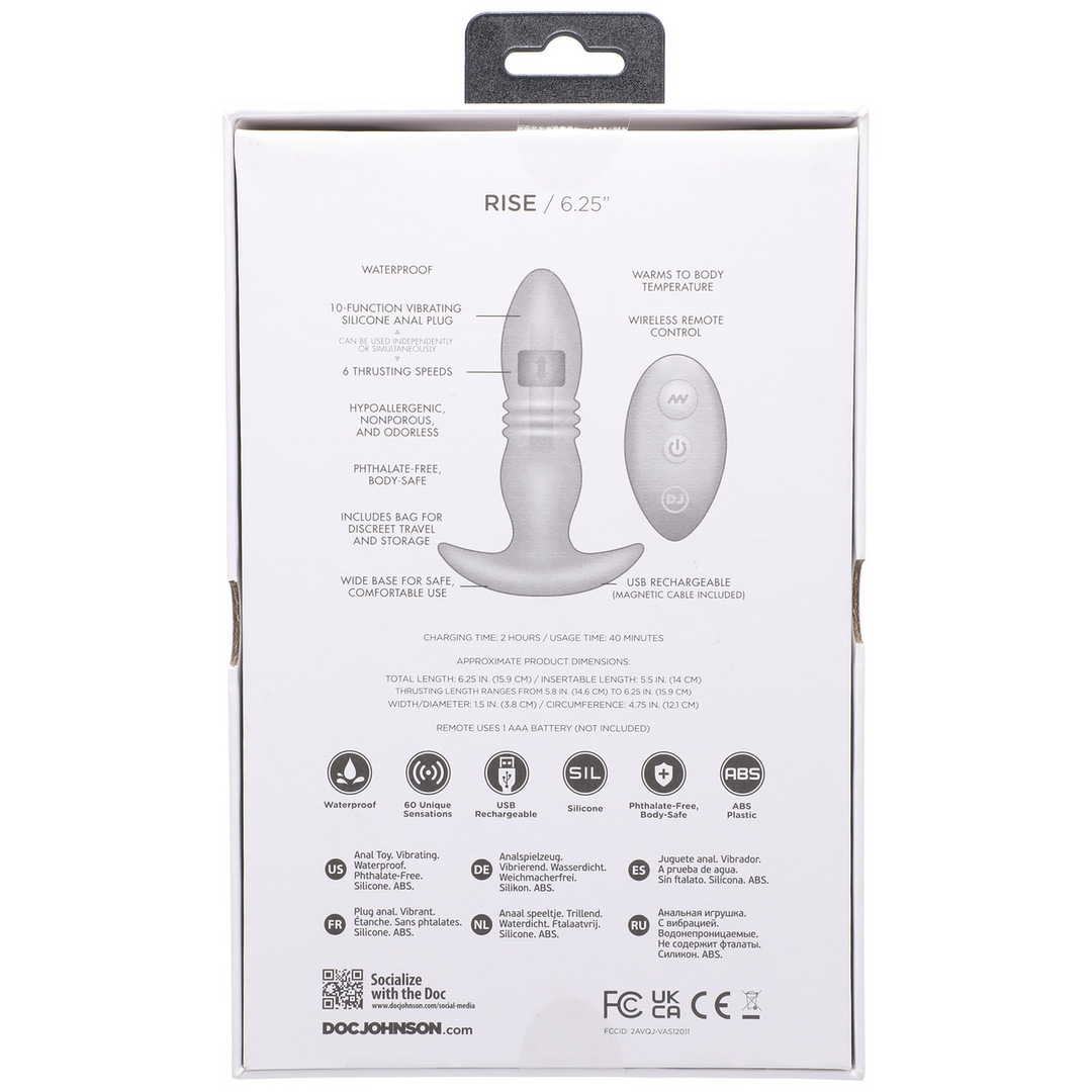 Analplug Rise Silikon mit Fernbedienung Pink 14 x Ø 3,6 cm