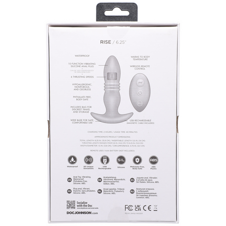 Analplug Rise Silikon mit Fernbedienung Pink 14 x Ø 3,6 cm