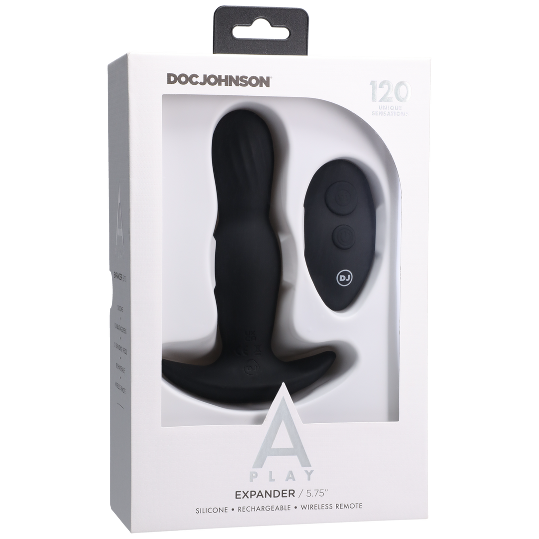 Analplug Expander Silikon mit Fernbedienung Schwarz 12,7 x Ø 3,6 cm