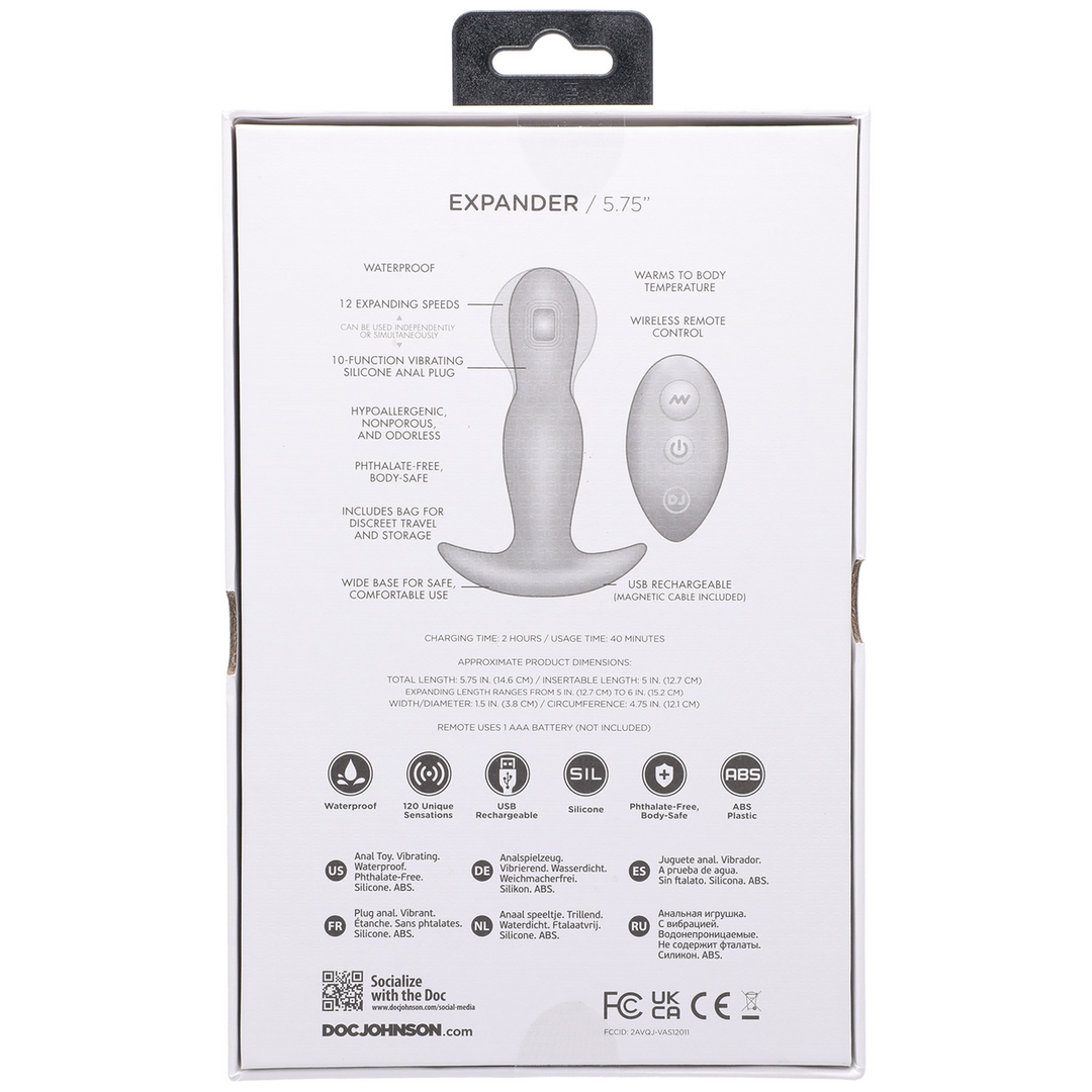 Analplug Expander Silikon mit Fernbedienung Schwarz 12,7 x Ø 3,6 cm