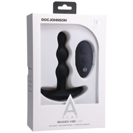 Analplug Vibe Silikon mit Perlen und Fernbedienung Schwarz 12,2 x Ø 3,2 cm