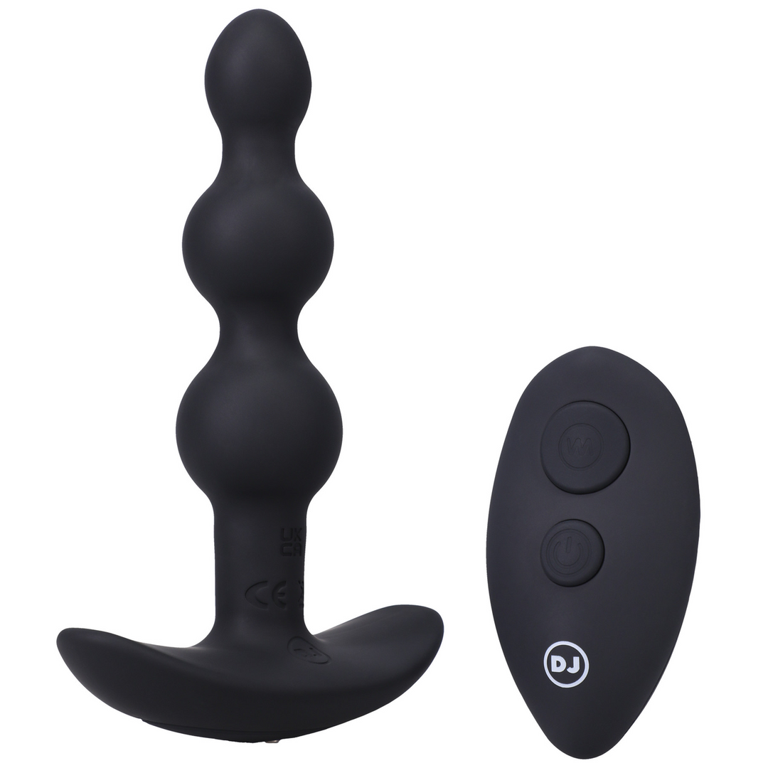 Analplug Vibe Silikon mit Perlen und Fernbedienung Schwarz 12,2 x Ø 3,2 cm